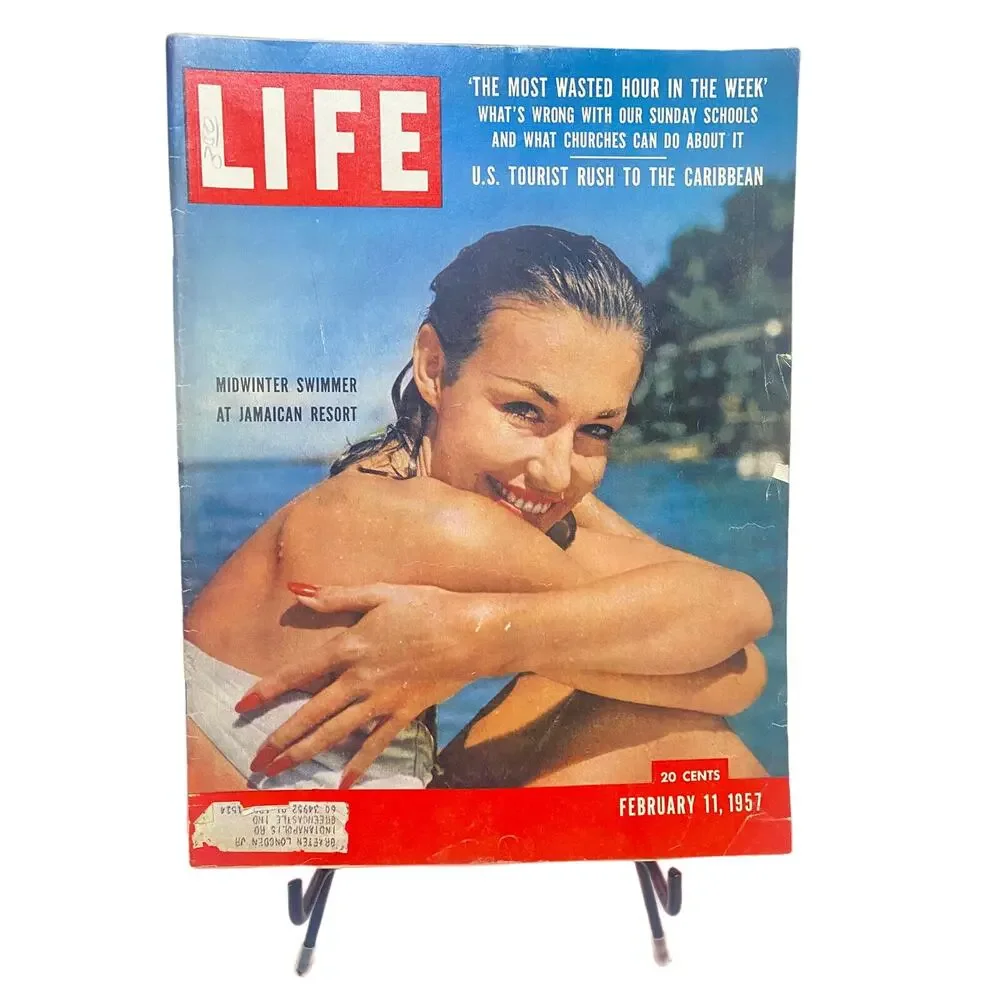 LIFE Magazine February 11 1957 Midwinter Swimmer Jamaica Resort Judy Holliday
